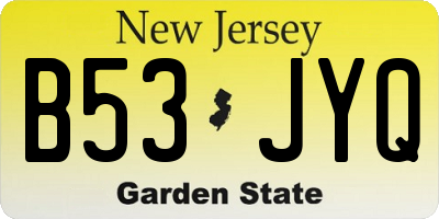 NJ license plate B53JYQ