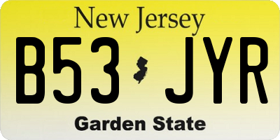 NJ license plate B53JYR
