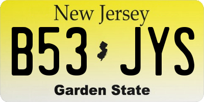 NJ license plate B53JYS