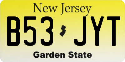 NJ license plate B53JYT