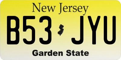 NJ license plate B53JYU