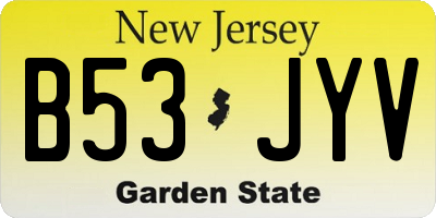 NJ license plate B53JYV