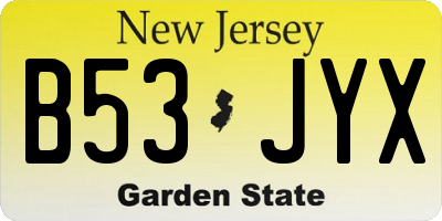 NJ license plate B53JYX
