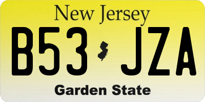 NJ license plate B53JZA