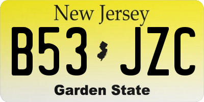 NJ license plate B53JZC