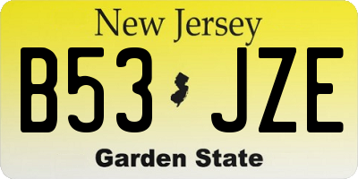 NJ license plate B53JZE