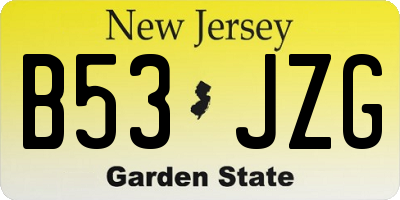 NJ license plate B53JZG