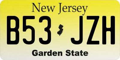 NJ license plate B53JZH