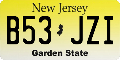 NJ license plate B53JZI
