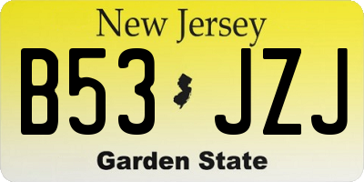 NJ license plate B53JZJ