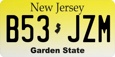 NJ license plate B53JZM