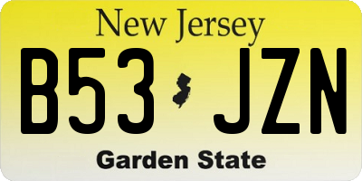 NJ license plate B53JZN