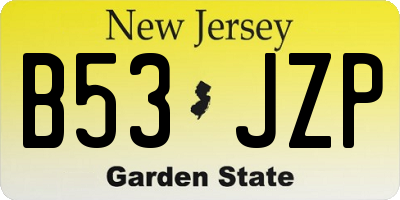 NJ license plate B53JZP
