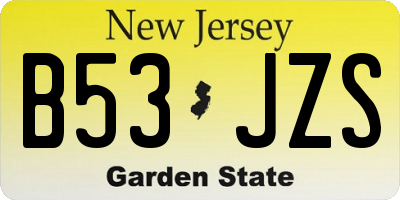 NJ license plate B53JZS