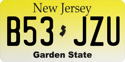 NJ license plate B53JZU