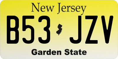NJ license plate B53JZV