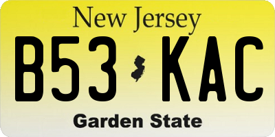 NJ license plate B53KAC