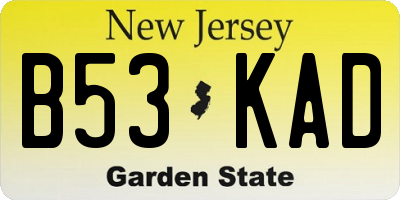 NJ license plate B53KAD