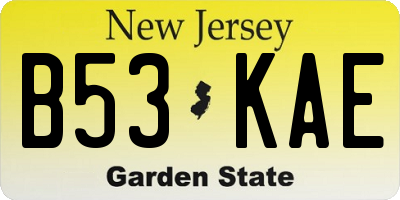 NJ license plate B53KAE