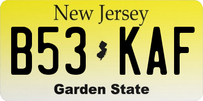 NJ license plate B53KAF