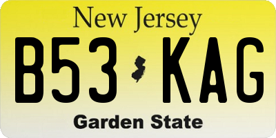 NJ license plate B53KAG
