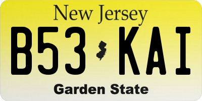 NJ license plate B53KAI