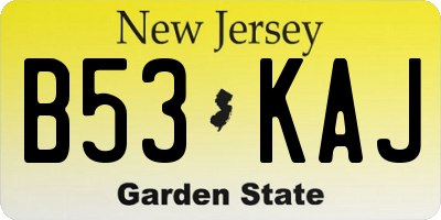 NJ license plate B53KAJ
