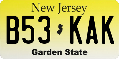 NJ license plate B53KAK