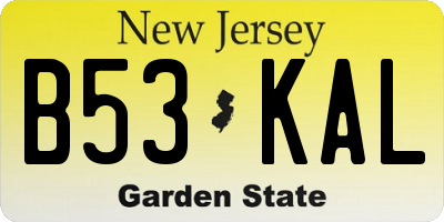 NJ license plate B53KAL
