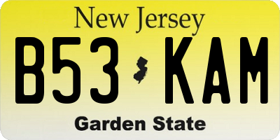NJ license plate B53KAM
