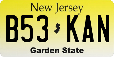 NJ license plate B53KAN