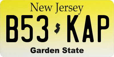 NJ license plate B53KAP