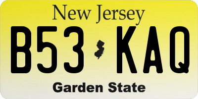 NJ license plate B53KAQ