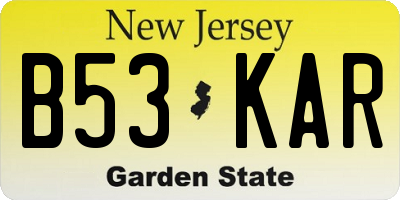 NJ license plate B53KAR