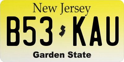 NJ license plate B53KAU
