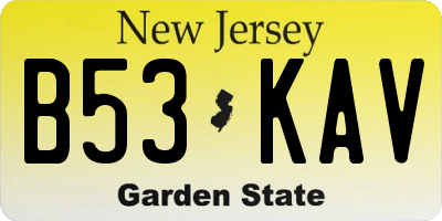 NJ license plate B53KAV