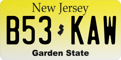 NJ license plate B53KAW