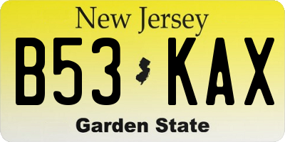 NJ license plate B53KAX