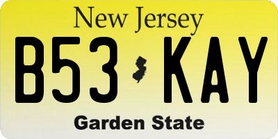 NJ license plate B53KAY