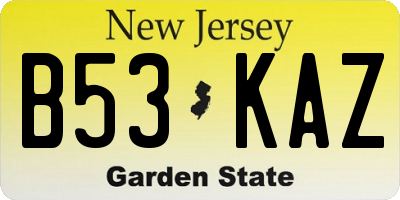 NJ license plate B53KAZ