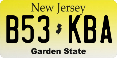NJ license plate B53KBA