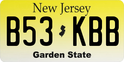 NJ license plate B53KBB