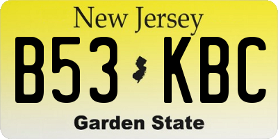 NJ license plate B53KBC