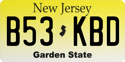 NJ license plate B53KBD