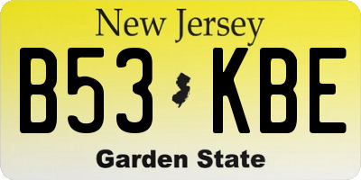 NJ license plate B53KBE