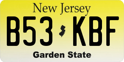 NJ license plate B53KBF