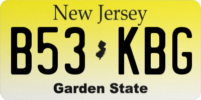 NJ license plate B53KBG