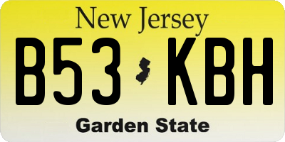 NJ license plate B53KBH