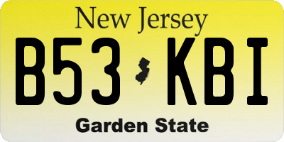 NJ license plate B53KBI