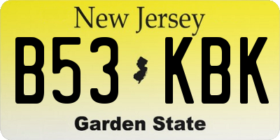 NJ license plate B53KBK